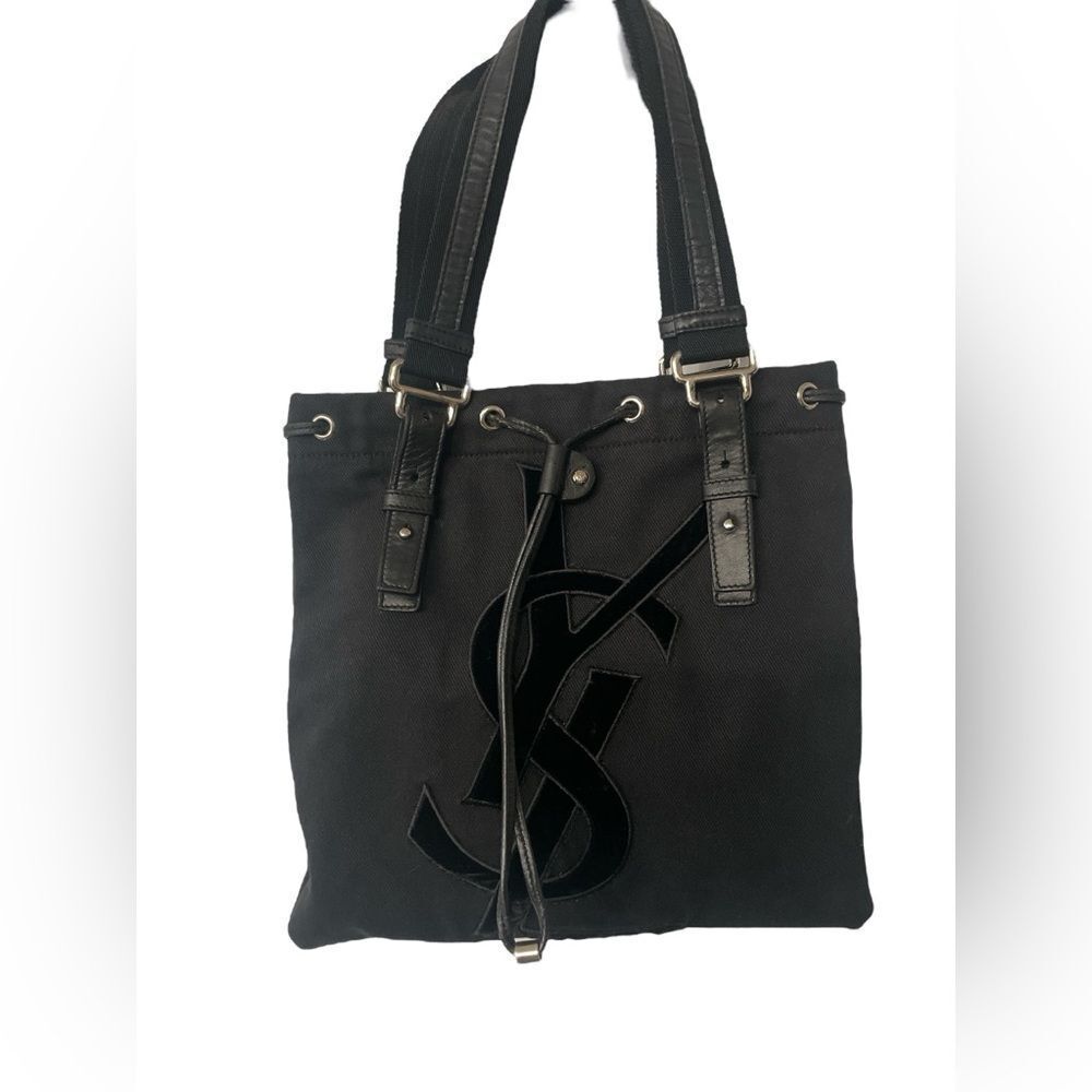 Saint Laurent YSL Kahala Black Canvas Tote